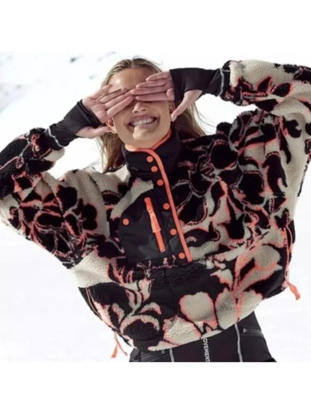 Free People Large Movement Rocky Ridge Pullover Magnolia Floral Hit The Slopes